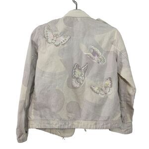 Zadig Voltaire Kavy Zip-Front Camo-Print Jacket Butterfly‎ Embroidery In Snow S